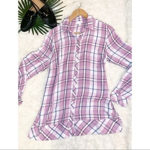 J Jill Women’s Plaid Button Down Blouse Sz M